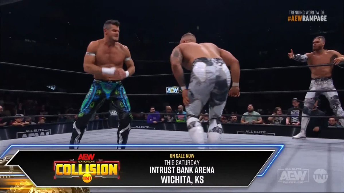 Matt Sydal and Christopher Daniels in perfect sync at the beginning of the match! Watch #AEWRampage on TNT! Austin Gunn | colten gunn | Christopher Daniels | Matt Sydal