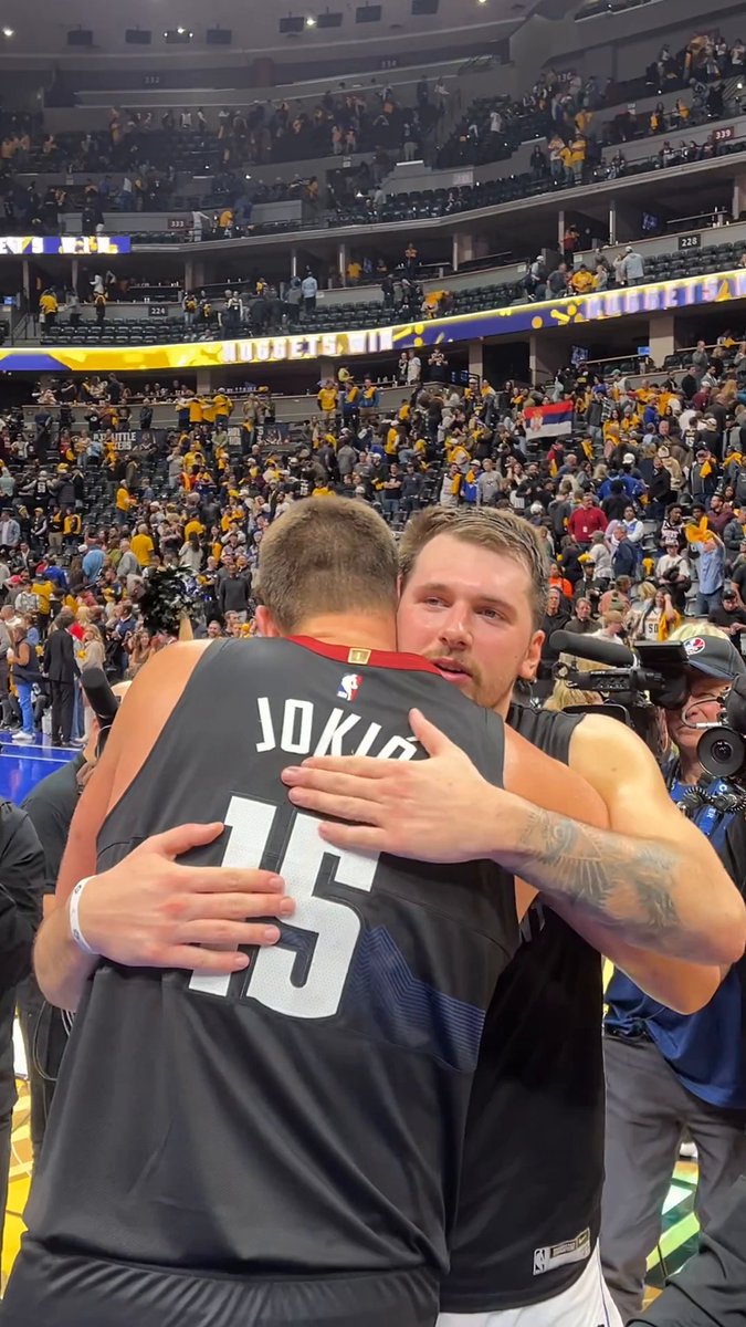 Luka Doncic and Nikola Jokic hug it out after the Mavericks vs. Nuggets in-season matchup ❤
