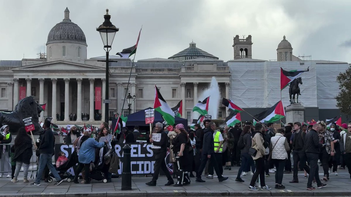 A large Palestine protest is underway again in London in Trafalgar Square.