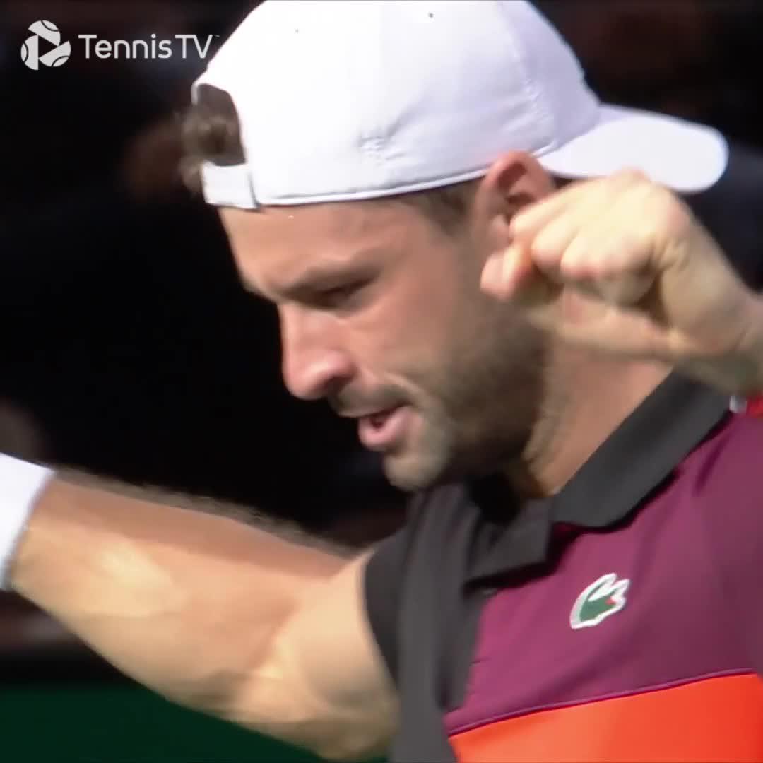 Grigor HIM-itrov 🫡 Grigor Dimitrov defeats Tsitsipas 6-3 6-7 7-6 to reach his first Masters 1000 final in SIX years 🥵 #RolexParisMasters
