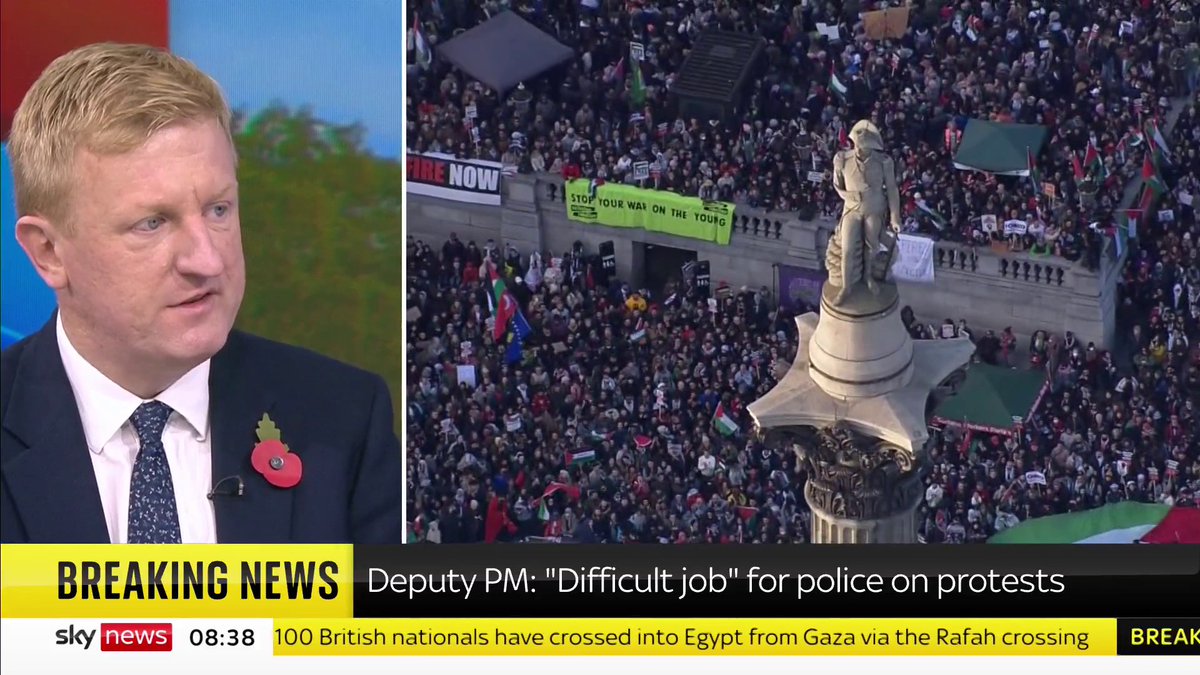 'I do have concerns over pro-Palestine marches.' Deputy PM Oliver Dowden says he's 'a bit disappointed that we haven't seen the same kind of morality saying Jewish Lives Matter as the Black Lives Matter movement.' #TrevorPhillips 📺 Sky 501