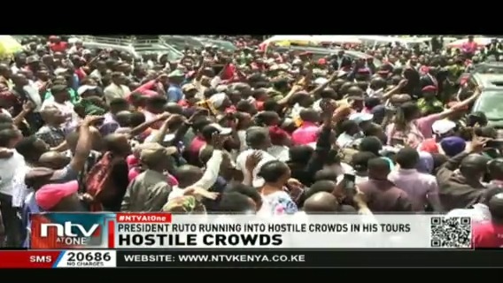 Hostile Crowds: President Ruto faces hostile crowds as he continues with his tour of duty across the country. #NTVatOne TheNinaShaban Brian_Muchiri