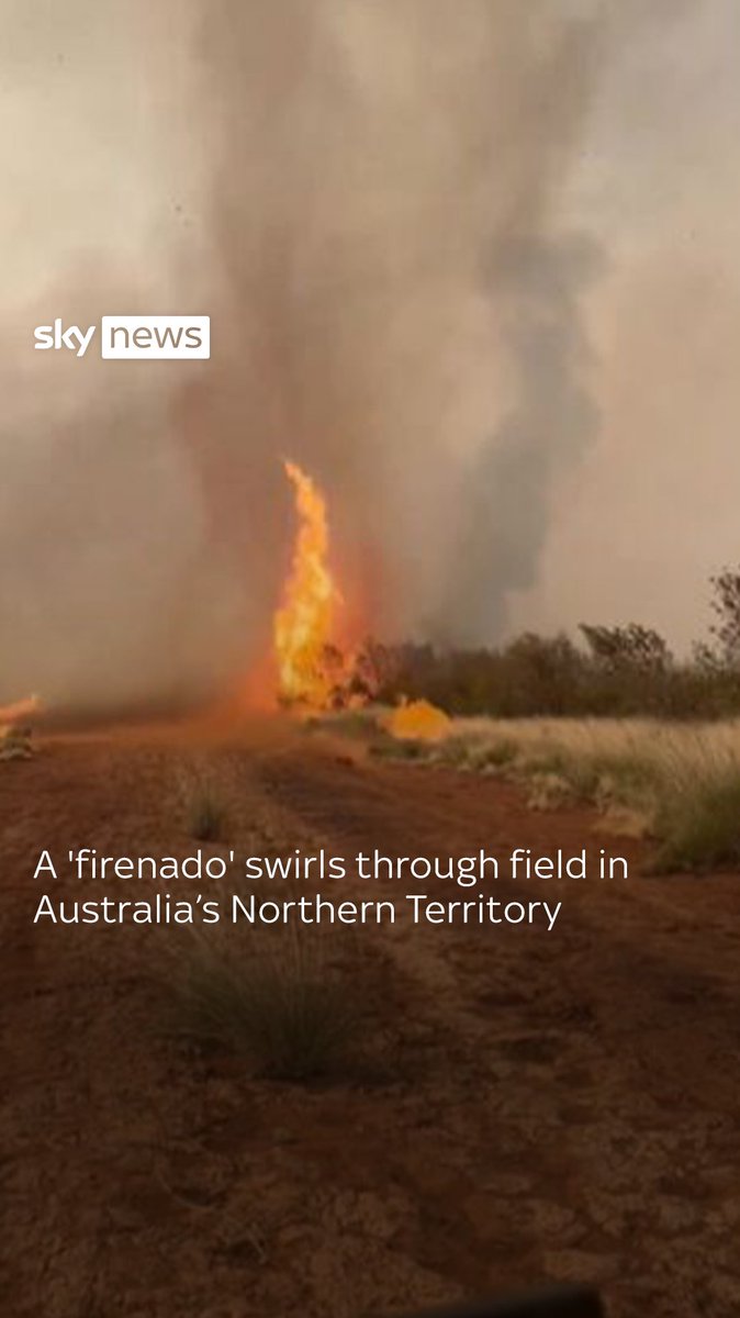 One of the most violent firenadoes captured on camera. Filmed amid a bushfire in Australia's Northern Territory on November 4, 2023. [📹 Hayes Cook]