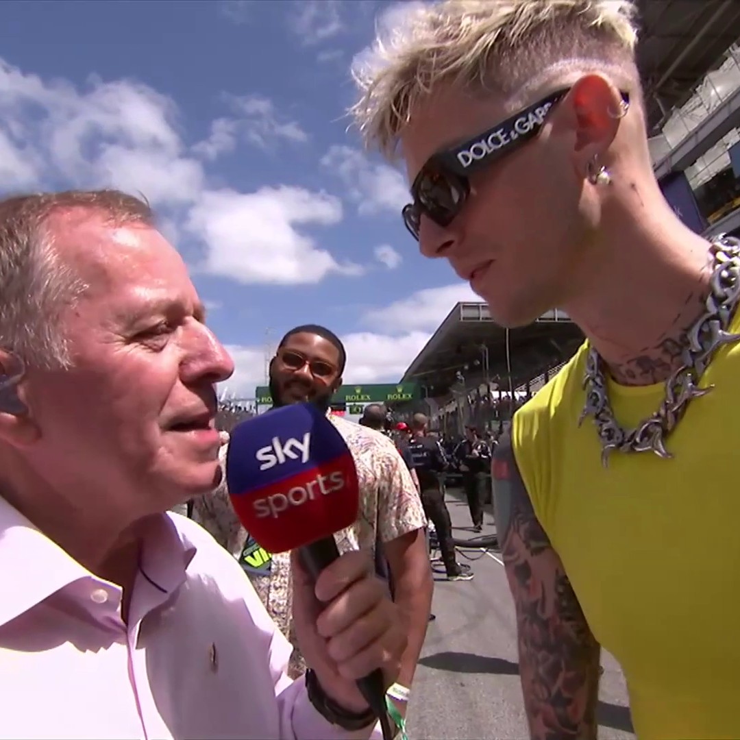 A classic Martin Brundle gridwalk moment with Machine Gun Kelly 😅