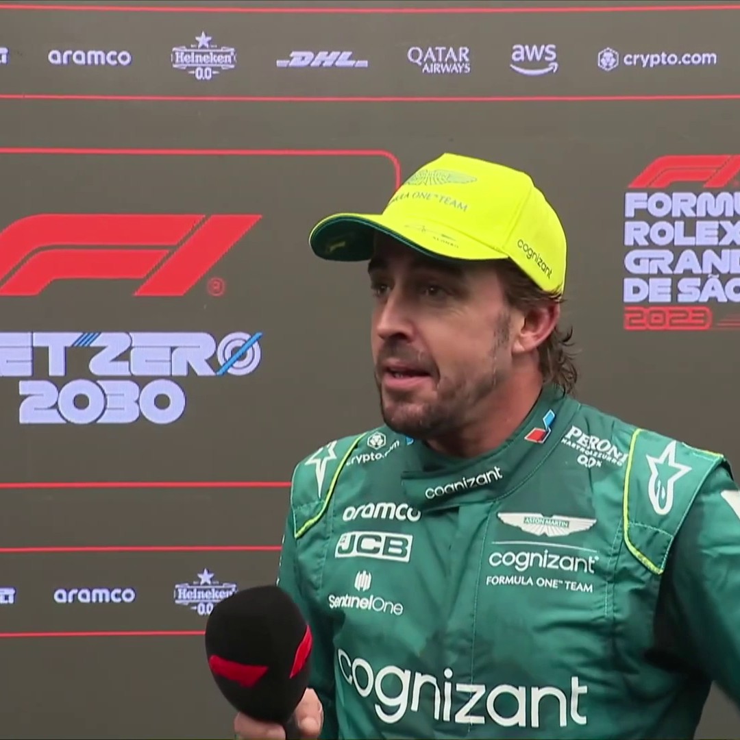 Fernando Alonso reacts to THAT final lap battle with Sergio Perez ⚔