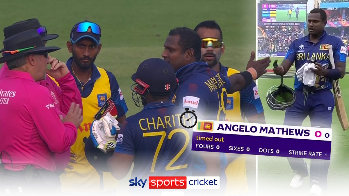 Sri Lanka's Angelo Mathews was controversially TIMED OUT in a first for international cricket! ⏱️🚨