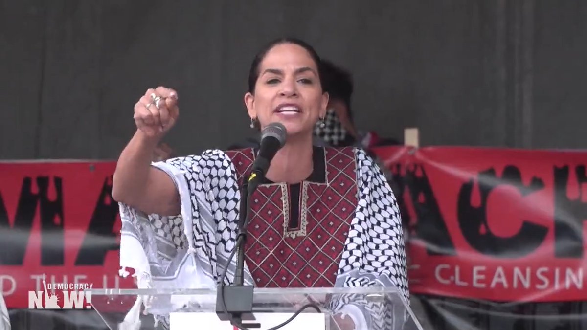Palestinian scholar Noura Erakat Noura Erakat addressed crowds at Saturday's massive Washington, D.C., rally for a ceasefire in Gaza. "Palestine reveals the naked hypocrisy of Western universalism," she said.