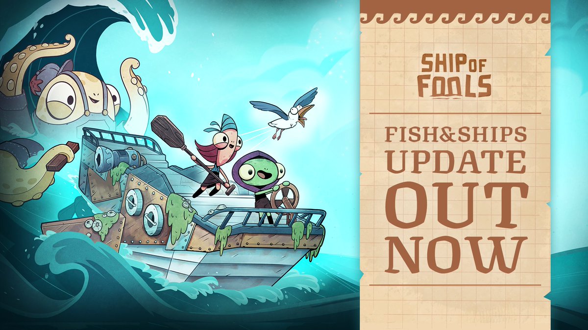 Listen up Fools! The Free Fish & Ships update and Water Garden Duo DLC Pack are now available on Steam! 🤩 ⚓ Three new ships 🎁 New content 🐟 Two new Fool DLC pack Set sail and face the Aquapocalypse with all the new tools at your disposal 🌊 🔗