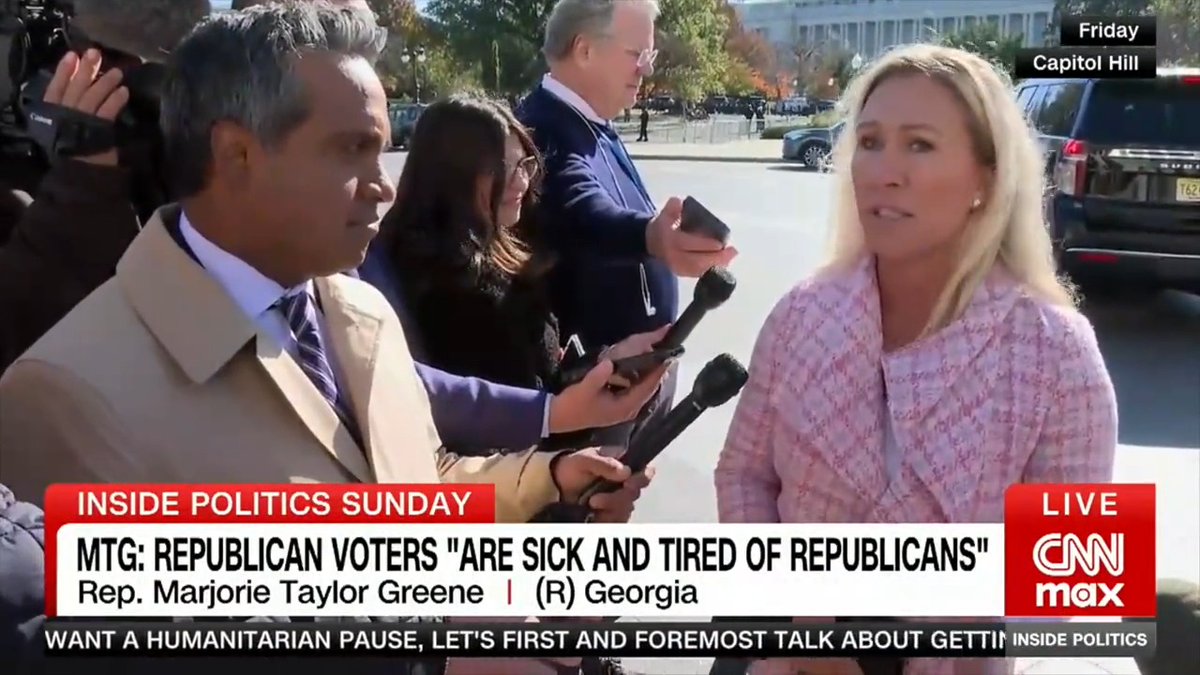 Marjorie Taylor Greene: Republican voters are sick and tired of Republicans because they never do anything... Republicans say all this garbage... Americans feel Republicans in Congress completely fail them