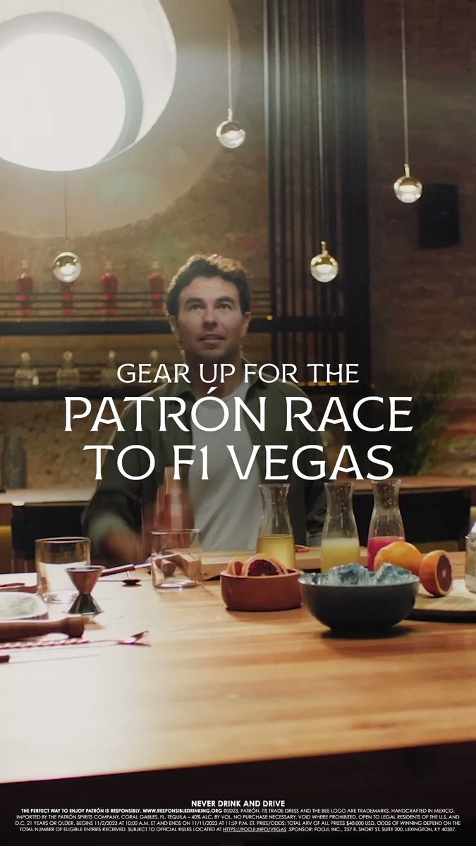 Driven by passion. Proudly Mexican. Enter the PATRÓN Race to F1 Vegas sweepstakes for your chance to win a once-in-a-lifetime trip to sit trackside in Las Vegas and a signed 2023 PATRÓN Mexican Heritage Tin. How to enter: Follow Patrón Tequila Comment on this post with your race weekend wishes and #PatronxChecoPerez and #PatronSweepstakes Keep an eye on your DMs to complete your entry! Nos mueve la pasión. Orgullosamente Mexicano. Participa en el sorteo PATRÓN Race to F1 Vegas para tener la oportunidad de ganar un viaje único a Las Vegas y un lugar para ver la carrera y ganar un PATRON Mexican Heritage 2023 firmado. Cómo participar: Sigue a Patrón Tequila Comenta en esta publicación sus deseos de un fin de semana de carreras con #PatronxChecoPerez y #PatronSweepstakes ¡Esté atento a sus mensajes!