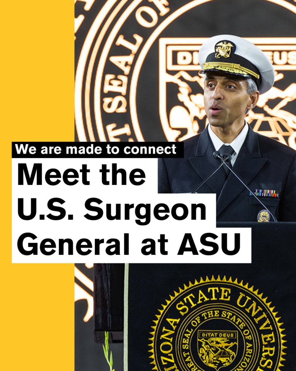 The “We Are Made to Connect Tour” comes to Arizona State University’s Tempe campus on Nov. 13! All ASU students are invited to join U.S. Surgeon General Dr. Vivek Murthy for a conversation on mental health and social connectedness. Register: