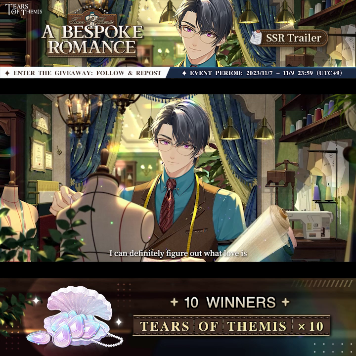 Marius SSR ✦ A Bespoke Romance ✦ Trailer The loving couple shares a gaze of affection, and his breath is warm against her ear as he whispers. ✦ Japanese dubbed version: 🎁 Follow and repost for a chance to win Tears of Themis ×10! #TearsOfThemis
