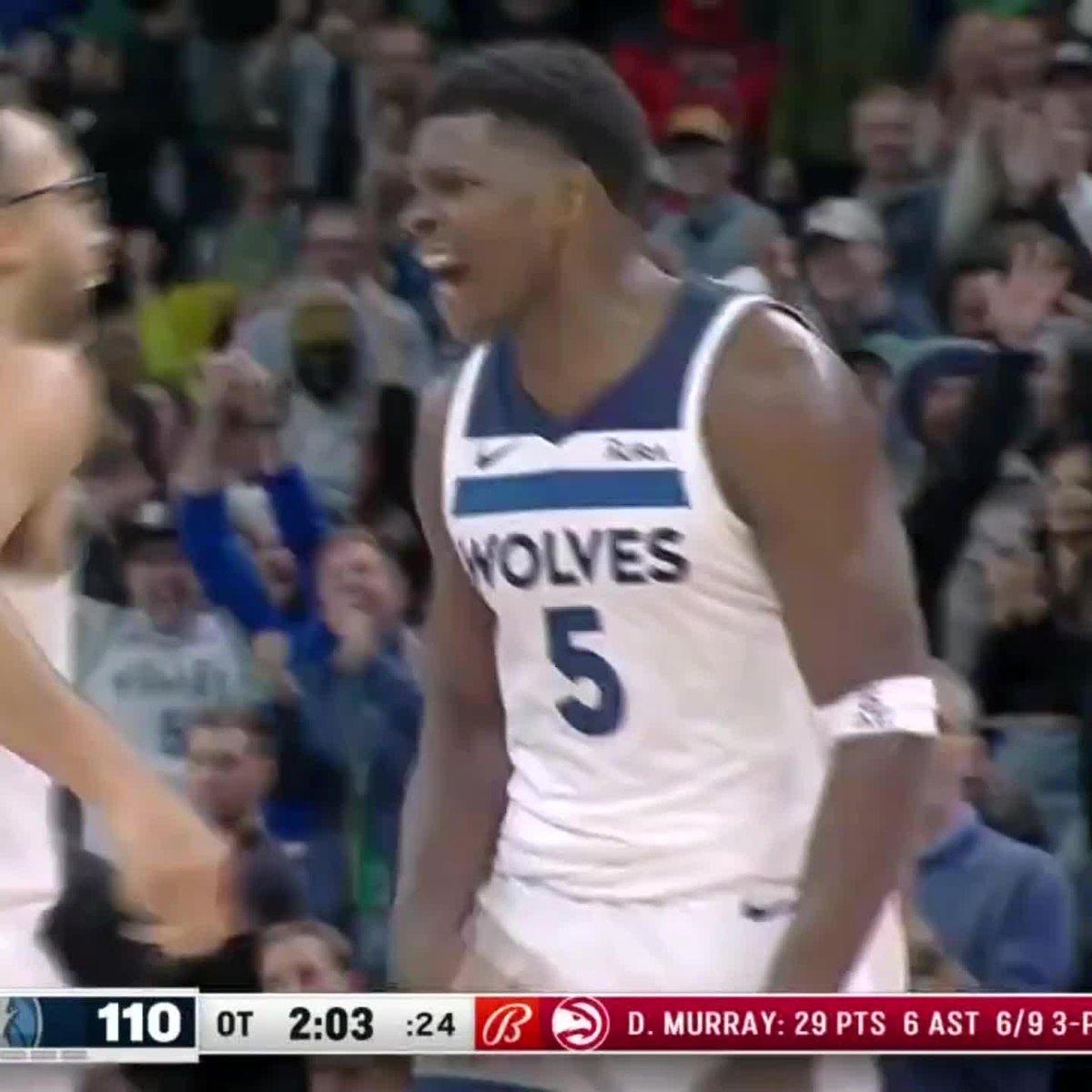 ANT EDWARDS BACK-TO-BACK CLUTCH BUCKETS IN OT 🔥