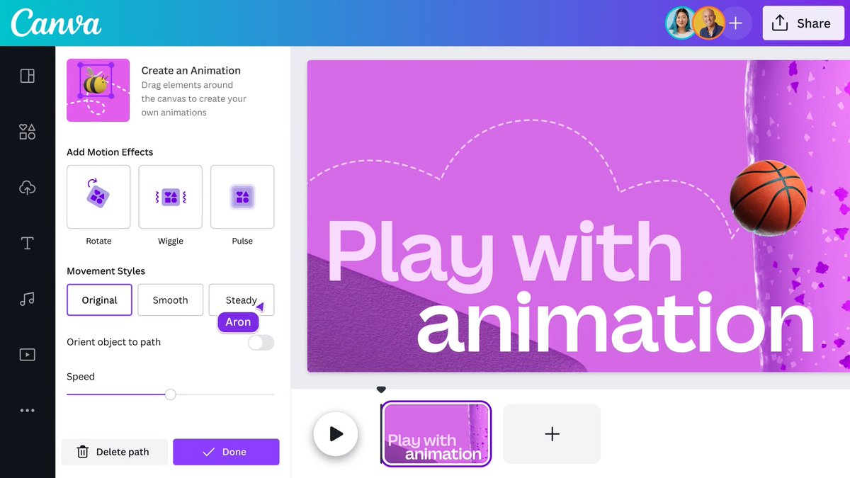 Here’s a #CanvaTip: You can create your own animations by dragging elements around