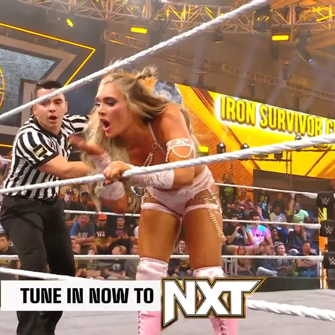 😱😱😱 Tiffany Stratton just tossed Fallon Henley out of the ring like it was nothing! #WWENXT