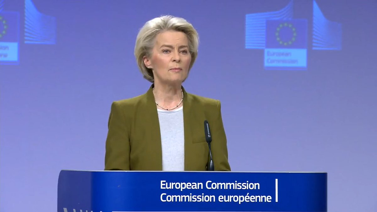 "Ukraine has completed well over 90% of the necessary steps that we set out last year in our report. On this basis, we have recommended today that the EU Council opens accession negotiations." — President Ursula von der Leyen on the 2023 Enlargement Package. #StandWithUkraine