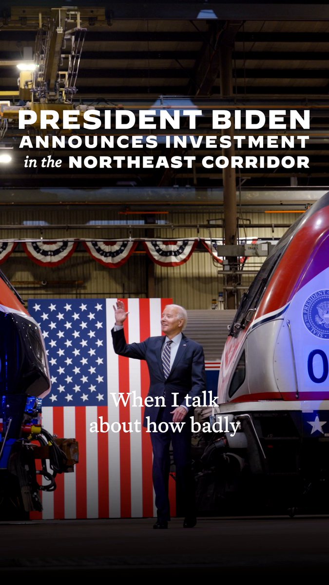 We’re making a historic investment in America’s passenger rail: over $16 billion dollars into the Northeast Corridor for 25 different projects. It’s part of my agenda to invest in America. And to invest in Americans.