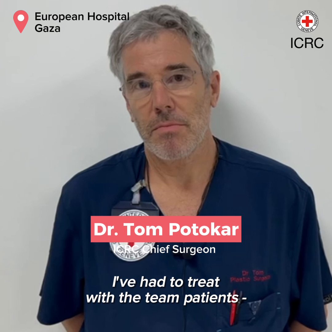 "In the last week I’ve had to tell a father that his child has non-survivable burn injuries. We’ve had to treat patients, young children, pulled out of the rubble after 48 hours" Report from ICRC war surgery team, Gaza. Footage for download #Newsroom