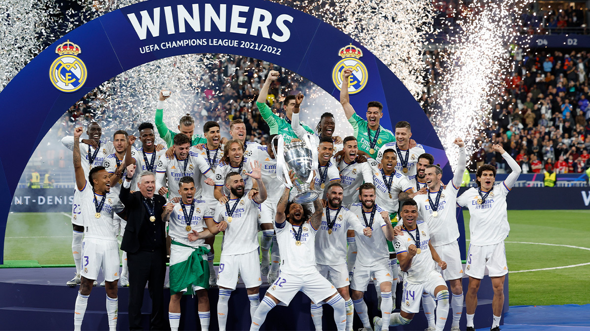 الرابعة عشره اعظم نسخ لفريق في دوري الابطال شي استثنائي لريال مدريد ريال مدريد (3) × (2) باريس ريال مدريد (5) × (4) تشيلسي ريال مدريد (6) × (5) مانشستر سيتي ريال مدريد (1) × (0) ليفربول