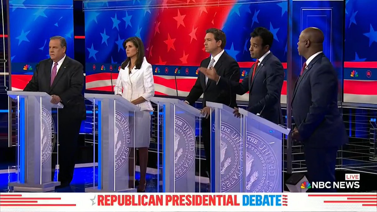 VIVEK: “Do you want a leader from a different generation who's going to put this country first, or do you want Dick Cheney in 3-inch heels... in which case we've got two of them on stage tonight.”