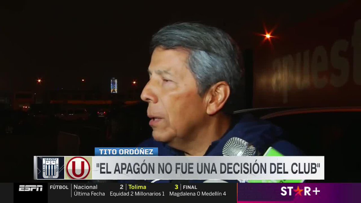 "EL APAGÓN NO FUE UNA DECISIÓN DEL CLUB": Tito Ordóñez, delegado de Alianza Lima, habló sobre lo sucedido tras el triunfo de Universitario en Matute. #SCPerú | #ESPNenStarPlus