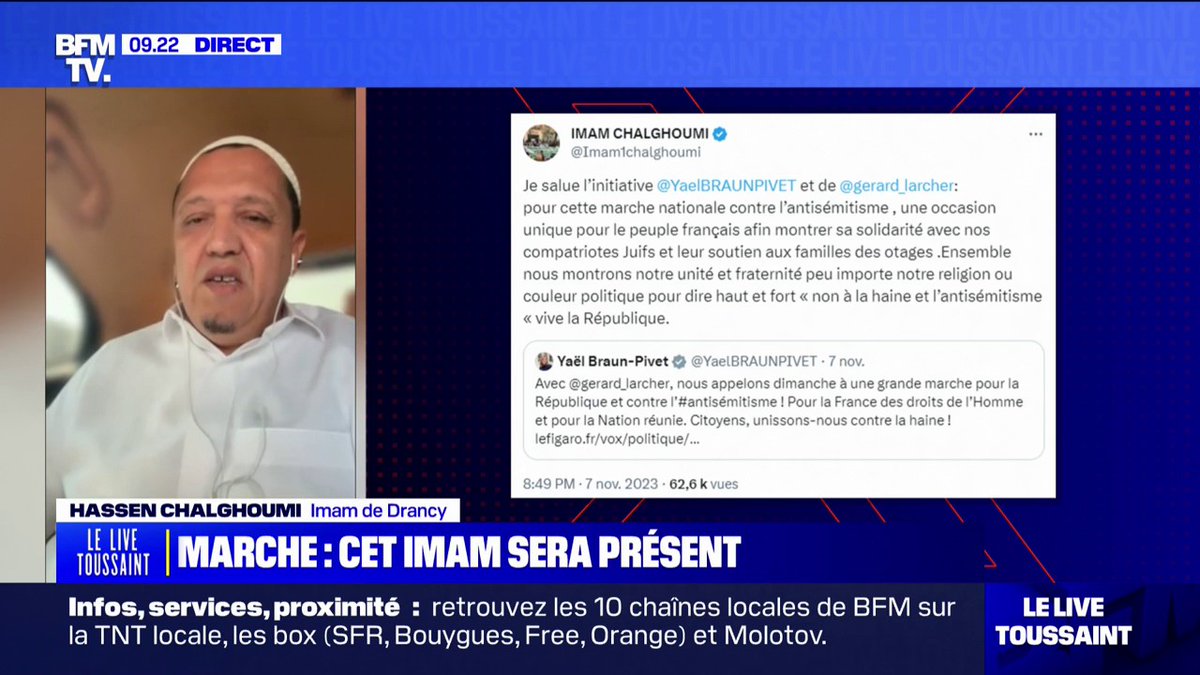 Marche contre l'antisémitisme: pour Hassen Chalghoumi, imam de Drancy, "si on a le sens des responsabilités, il faut y aller"