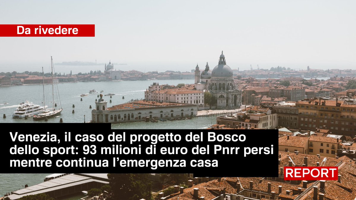il Comune di Venezia ha chiesto 93 milioni di fondi del Pnrr per il progetto Bosco dello sport dal costo complessivo di 308 milioni. Ma la Commissione Ue ha bocciato il progetto e i fondi sono stati stanziati a livello nazionale. Ne parliamo domenica alle 20.55 su #Rai3 👇