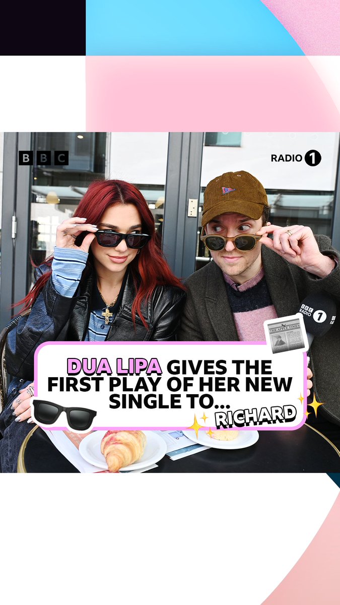 we took @dualipa outside the BBC to give the FIRST play of her brand new single to an unsuspecting member of the public 🕶📰