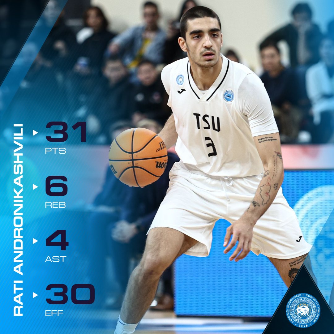 Making the home fans proud. 🥹 BC TSU Tbilisi youngster Rati Andronikashvili was simply ON IT in #FIBAEuropeCup yesterday. The Georgian put up: 📊 31 PTS | 6 REB | 4 AST | 30 EFF