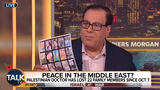 Palestinian doctor Izzeldin Abuelaish, holds up pictures of family members killed in Israeli strikes, telling Piers Morgan of fears about his remaining relatives. "I don't know after we finish if they will be alive to talk to them or not." Piers Morgan | #PMU