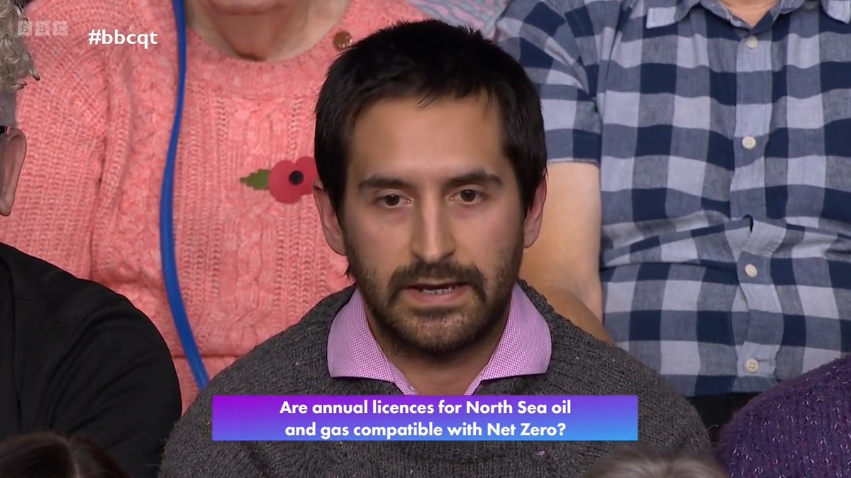 “The government’s response to climate change terrifies me” This #bbcqt audience member shares his view in a discussion on how net zero can be achieved while annual drilling licences are granted in the North Sea