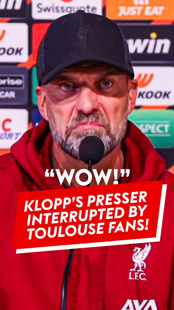 "Who had the idea to do the press conference here?! Wow!" 😡 Jurgen Klopp was left frustrated after his post-match press conference was interrupted by Toulouse fans' celebrations 🎉👀