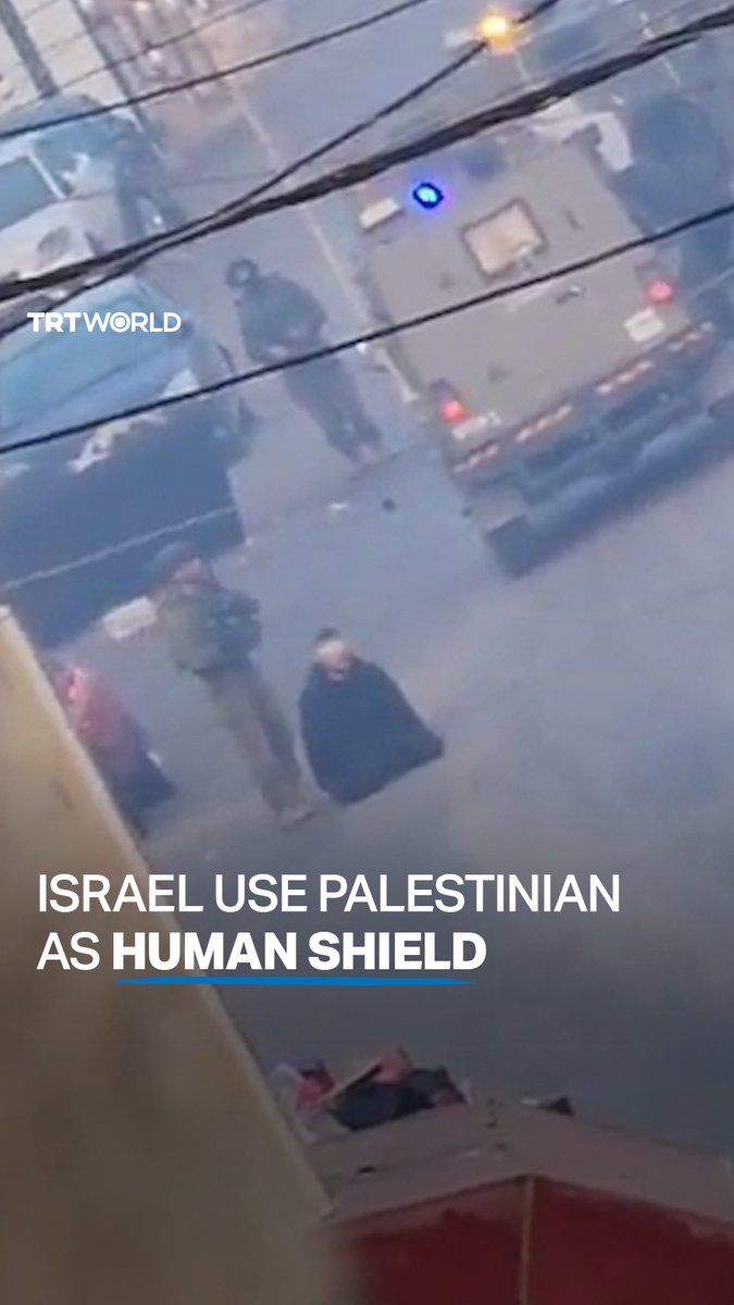 A video that went viral on social media shows the Israeli soldiers using a Palestinian detainee as a human shield during confrontations in the Al Arroub refugee camp in the occupied West Bank