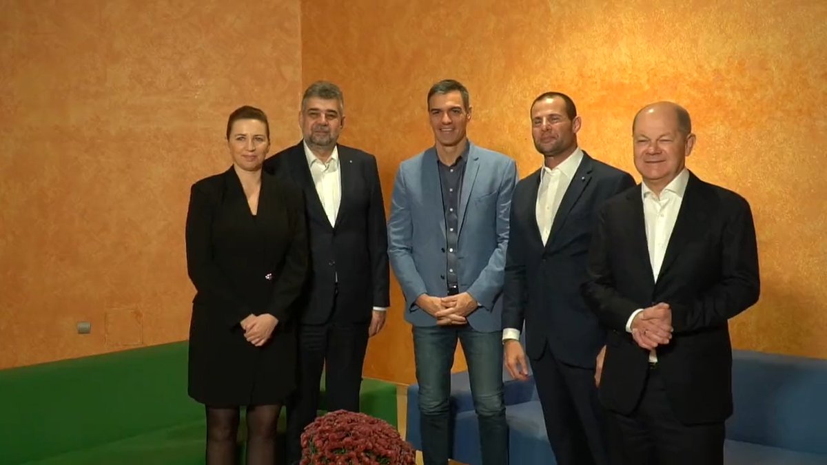 Esta mañana nos hemos reunido en Málaga los primeros ministros de Dinamarca, Mette Frederiksen; Malta, Robert Abela; Rumanía, Marcel Ciolacu, y el canciller alemán Olaf Scholz. Europa necesita más unidad que nunca y una agenda progresista que ponga a las personas en el centro de la política.