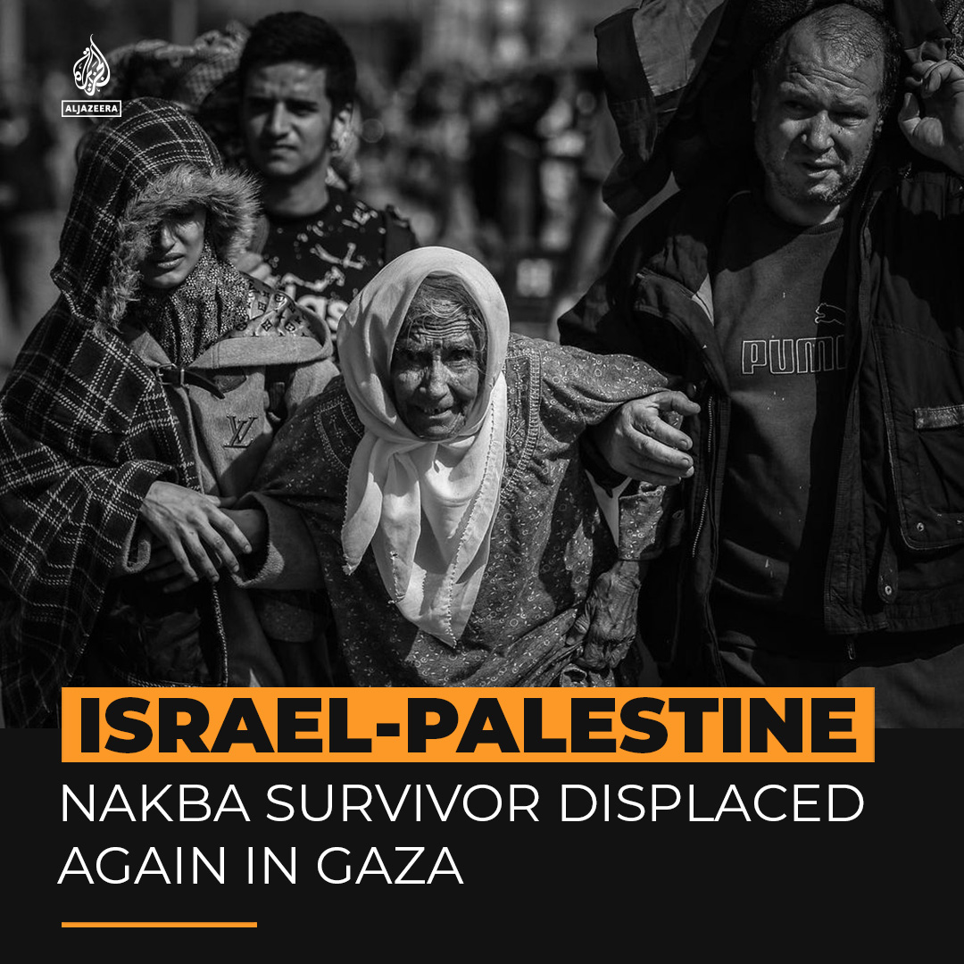 A 90-year-old Nakba survivor was displaced from her home in Gaza City to the south, covering 5 kilometres on foot as tens of thousands of Palestinians forcibly flee Israel’s air and ground attacks in the northern Gaza Strip ⤵️