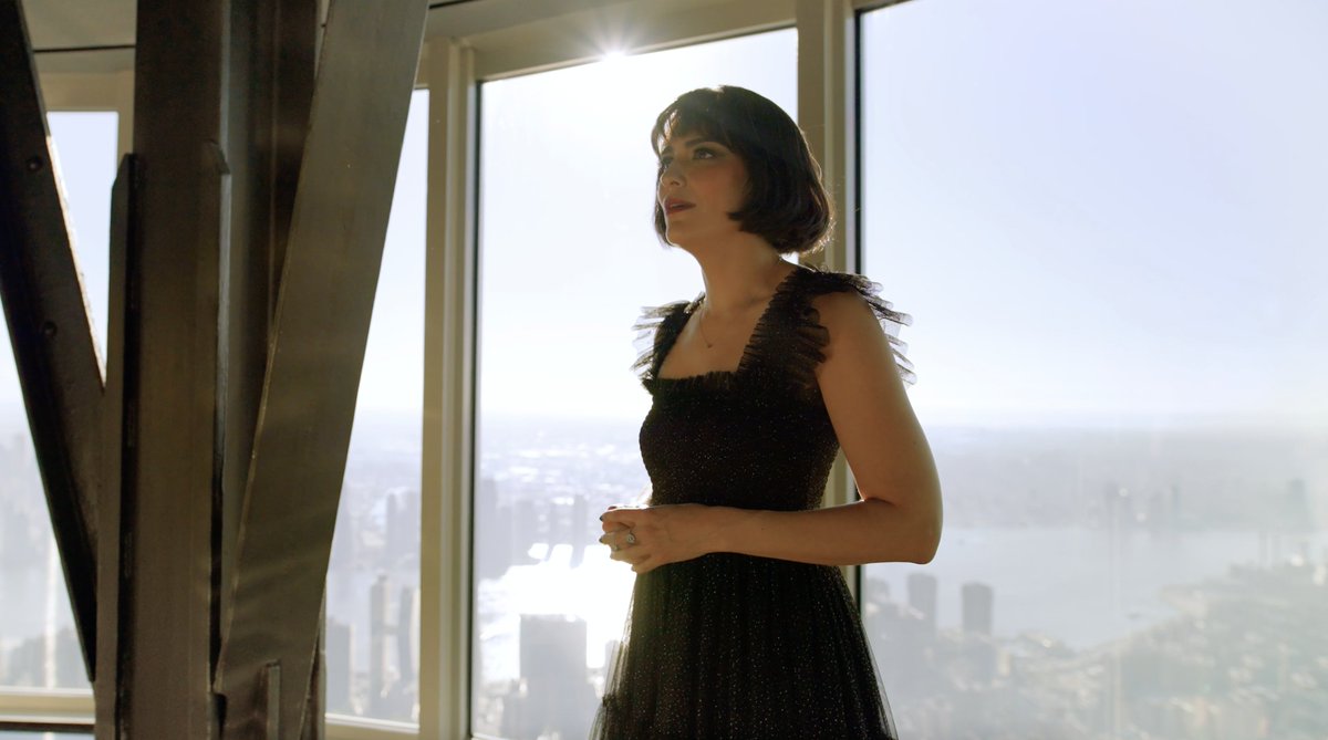 Taking flight at the Empire State Building, Alyssa Fox sings "The Wizard and I" in celebration of #WICKED20! 🧹 Dress by Hill House Home for WICKED