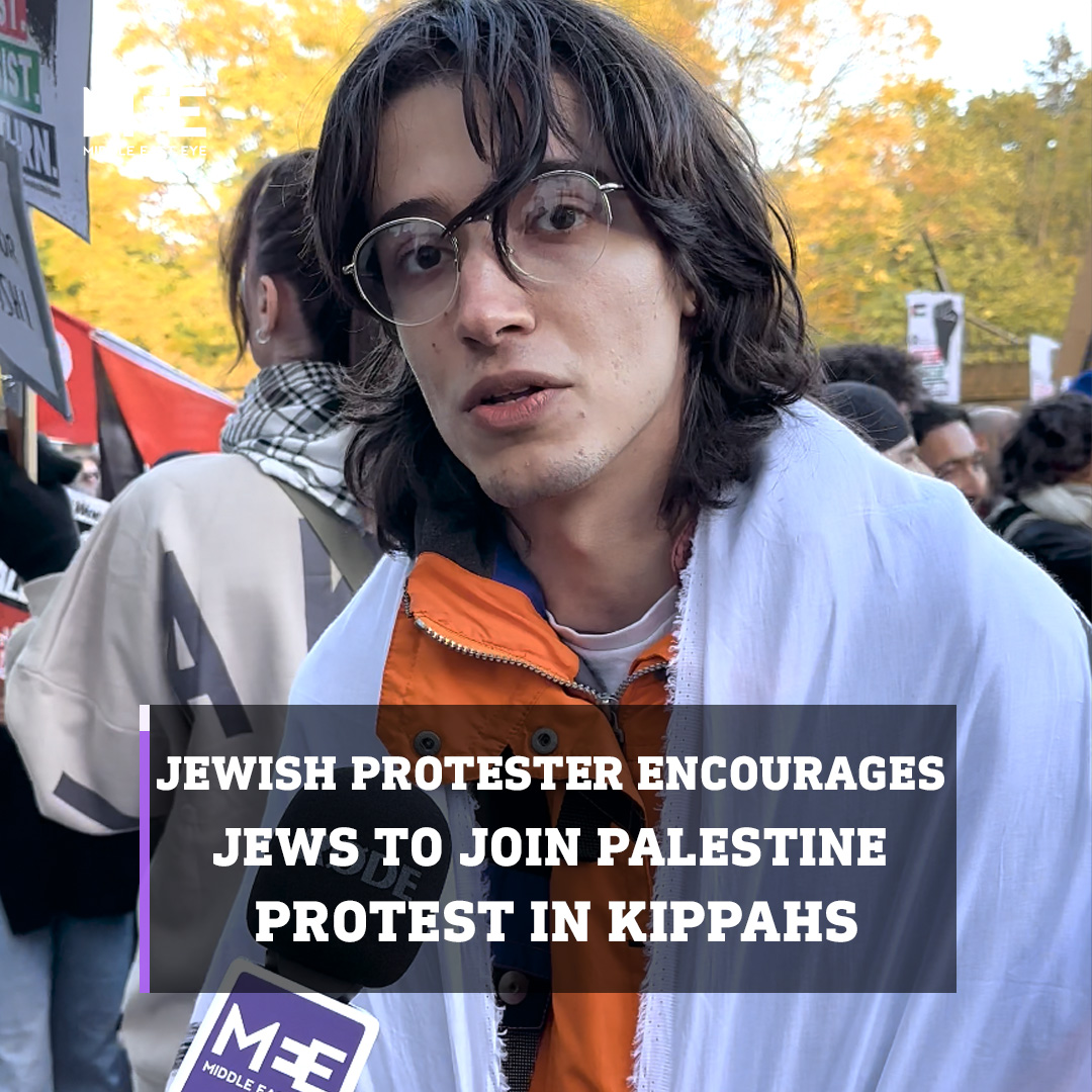 “You can come with your kippahs and you'll face nothing but love from the people here.” Jewish protester, Maudi, who attended the pro-Palestine march in London on Saturday encouraged fellow Jews to show their support and attend demonstrations while wearing their kippahs