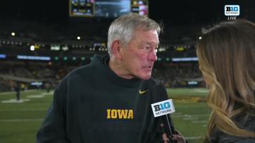 "I'm just so happy to see them do well today." Kirk Ferentz reacts to learning Hawkeye Football clinched at a least a share of the Big Ten Conference West title today. 🏆