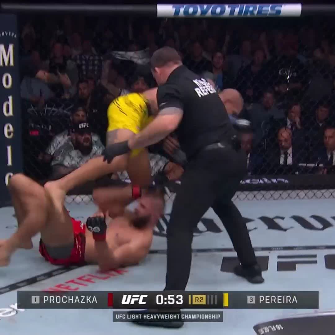 Poatan does it again 🏹 He gets the finish in round 2 to become the LHW champion! #UFC295