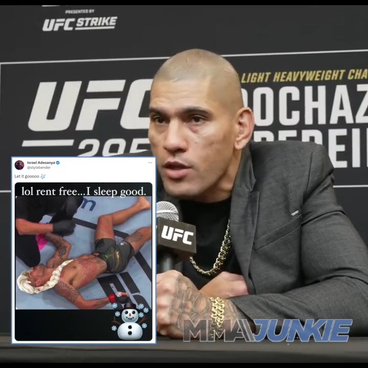 Alex Pereira fires back at Israel Adesanya's "Frozen" post after #UFC295. "I was respectful. ... I think that's a fight everyone wants to see."