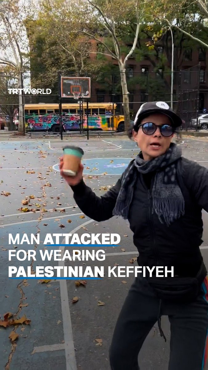 A man wearing a Palestinian keffiyeh scarf was verbally and physically assaulted in a Brooklyn playground while accompanying his 18-month-old son. The perpetrator, who allegedly identified herself as a Jewish American, hurled her phone and a cup of hot coffee at the pair while shouting racist remarks
