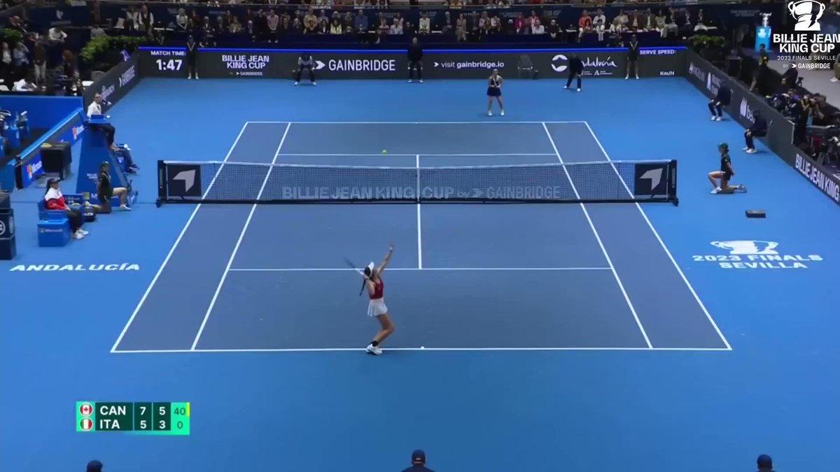 She’s done it! 🤩 Marina Stakusic wins in straight sets to give Canada the lead in the tie 🇨🇦 #BJKCupFinals | Tennis Canada