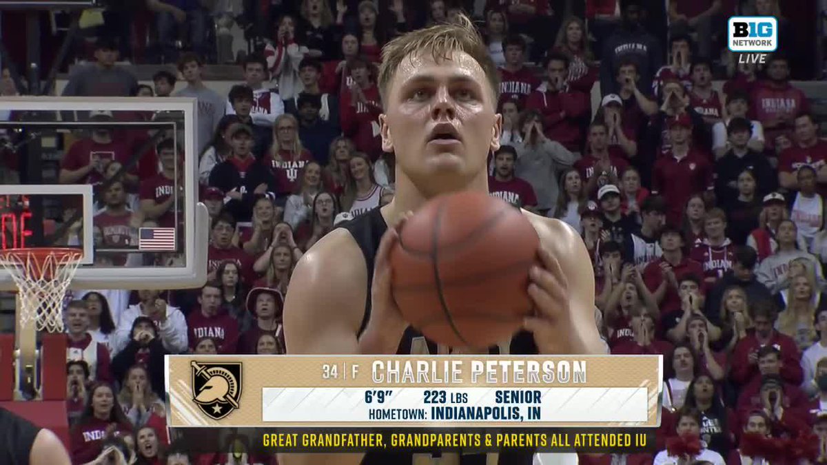 Charlie Peterson is from Indianapolis. His great grandfather played for Indiana Basketball, and his grandparents and parents all attended Indiana University. The Army Men's Basketball F is getting to play tonight at Simon Skjodt Assembly Hall. 😊