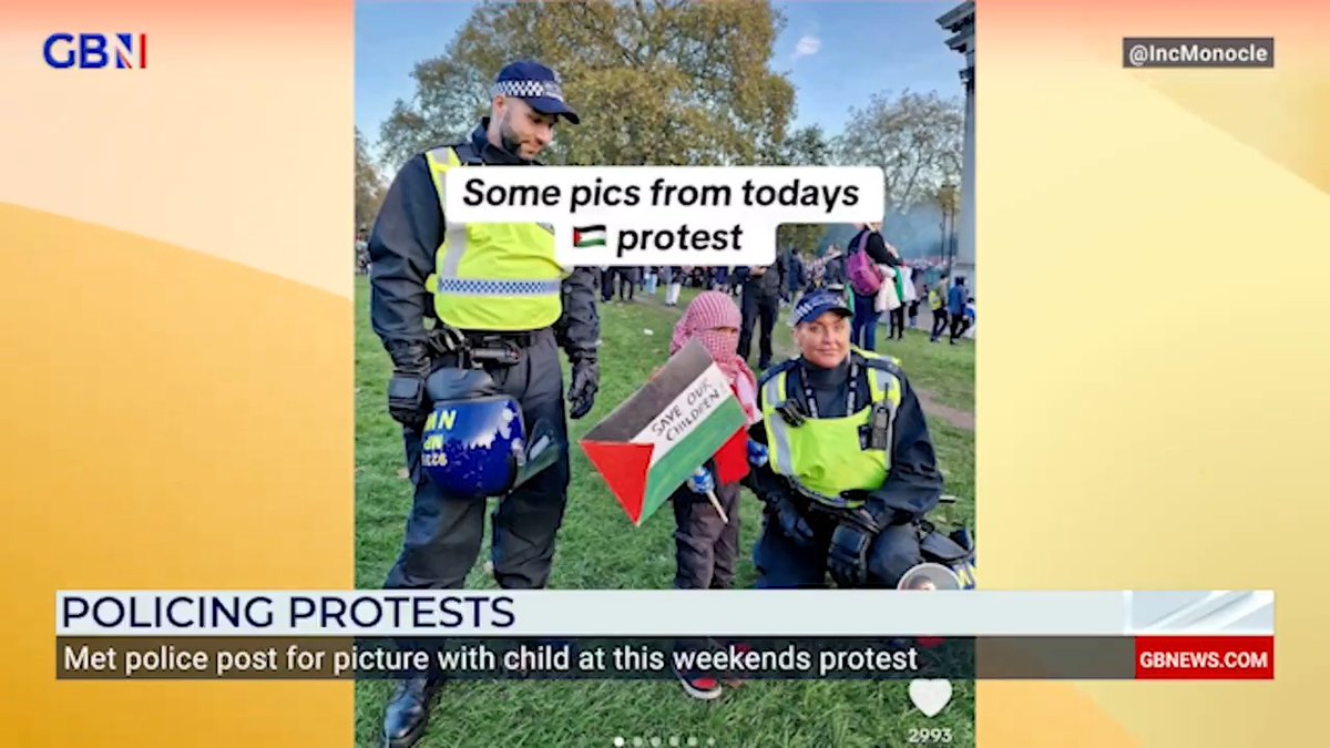 'If the child was dressed in a 'far right' outfit, would the Police stand with the them for a picture?' Alex Armstrong and Dawn Neesom react to a picture of Met Police officers posing with a pro-Palestinian child protester. 🖥️ GB News on YouTube: