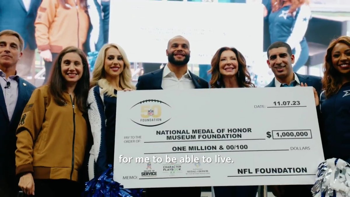 The Dallas Cowboys, Dak Prescott and NFL Foundation joined together to host the launch of new Everfi Character Playbook programming, created in partnership with the National Medal Of Honor Museum and the National Medal of Honor Griffin Institute at AT&T Stadium. #SaluteToService