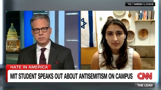 Jewish student tells Jake Tapper 🦅 she doesn't feel safe at MIT