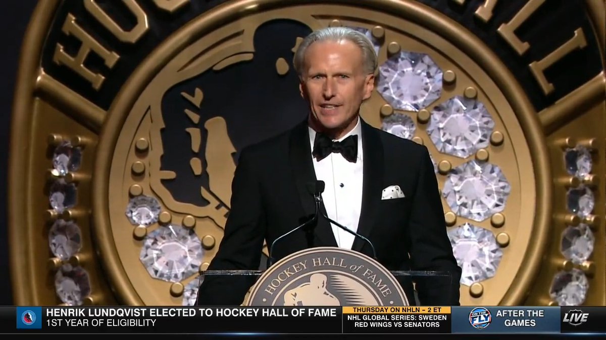 Tom Barrasso: "I would like to thank my teammates through the years, with whom we shared great success, failure, epic card games, golf games - we have a bond that cannot be broken. And we shared a time in all of our lives that cannot be replicated. My thanks to all of you."
