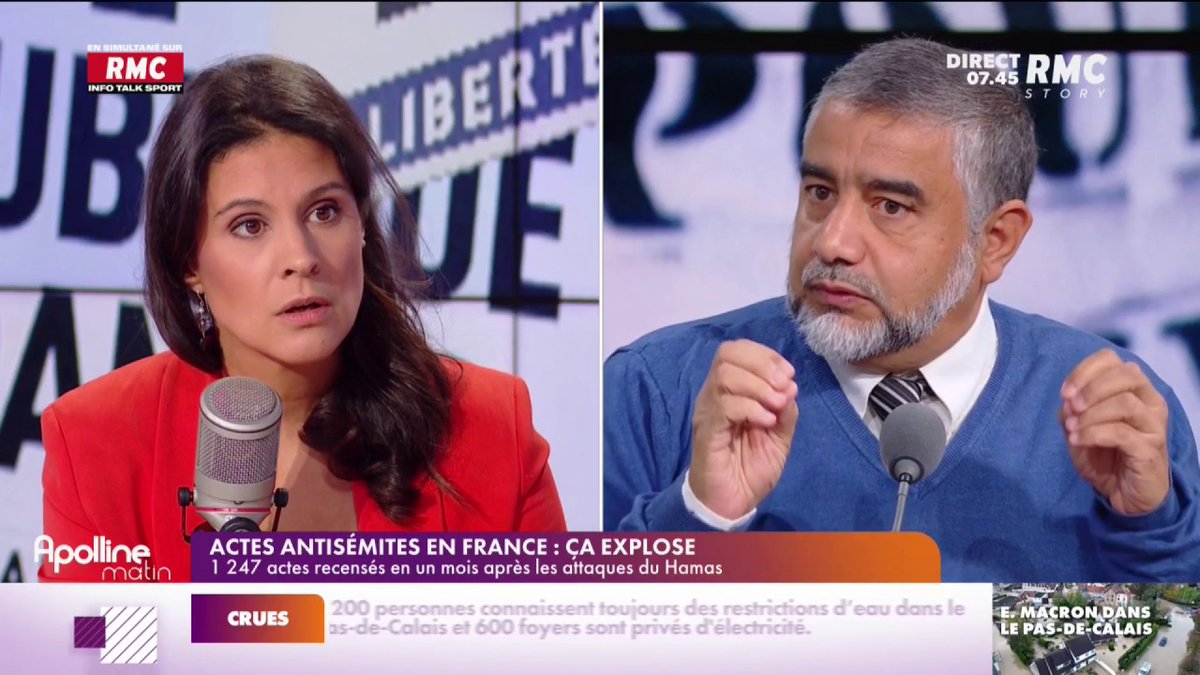 🎙 Abdelali Mamoun, imam de la Grande mosquée de Paris, sur RMC : "Où sont ces 1200 et quelques actes antisémites qu'il y a en France ?" #ApollineMatin