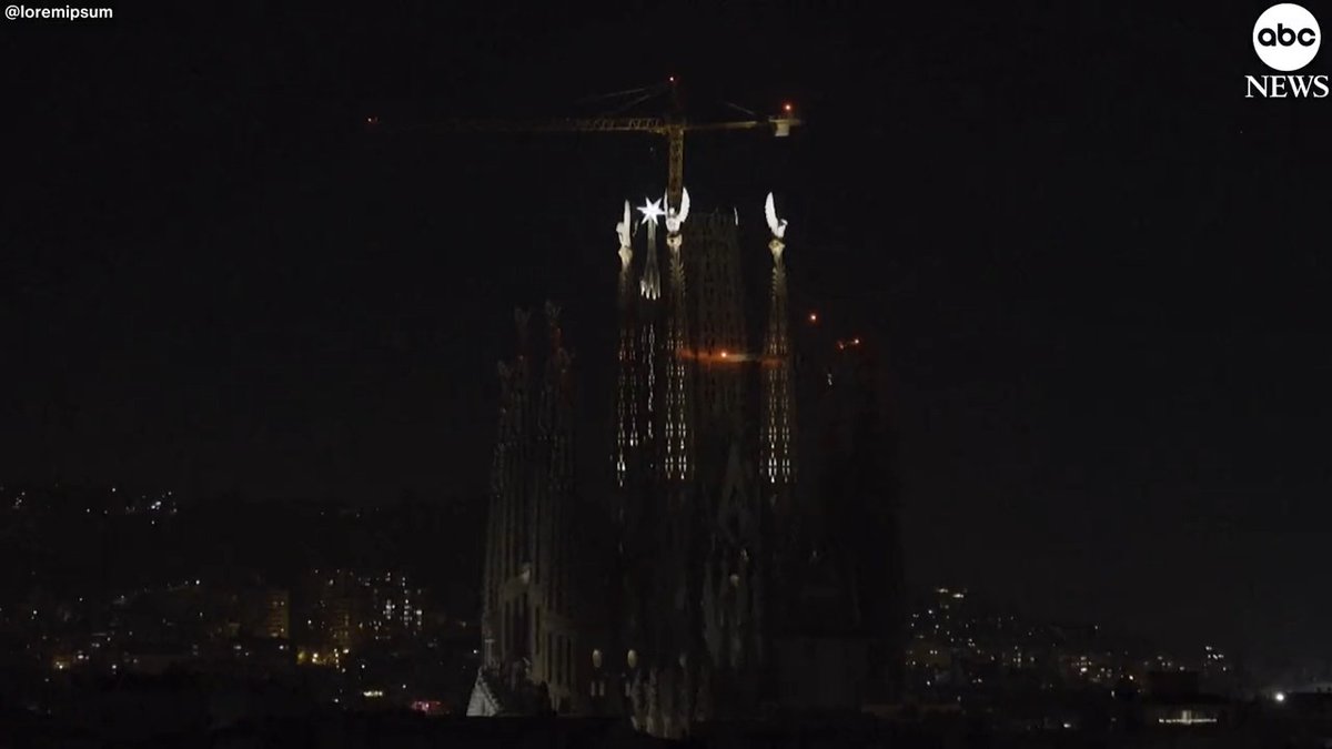 Barcelona's Sagrada Familia temple illuminated the four towers of the Evangelists for the first time on Nov. 12. Construction on architect Antoni Gaudi's masterpiece began in 1882.