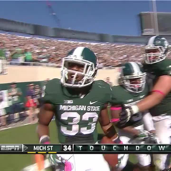 Thinking aloud: Jeremy Langford was such a beast. 😤 We're reliving his career-high 4️⃣-TD day in Michigan State's 2013 win vs. Indiana. #TouchdownTuesday x Michigan State Football
